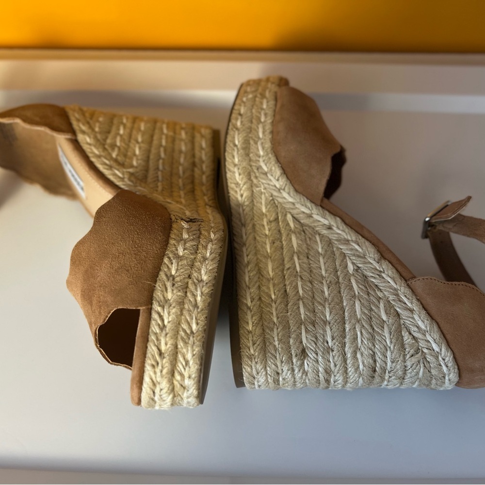 Steve Madden Womens Tan Suede Susana Ankle Straps Wedge Sandals Espadrilles 10M - Picture 7 of 17